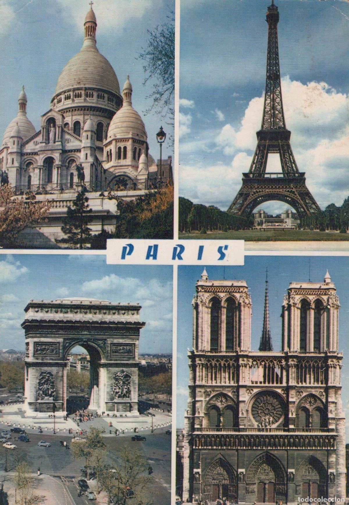 Postcards: France Paris Ile Monuments Sacre Cur Tour Eiffel Arc Triomphe *YAK916
