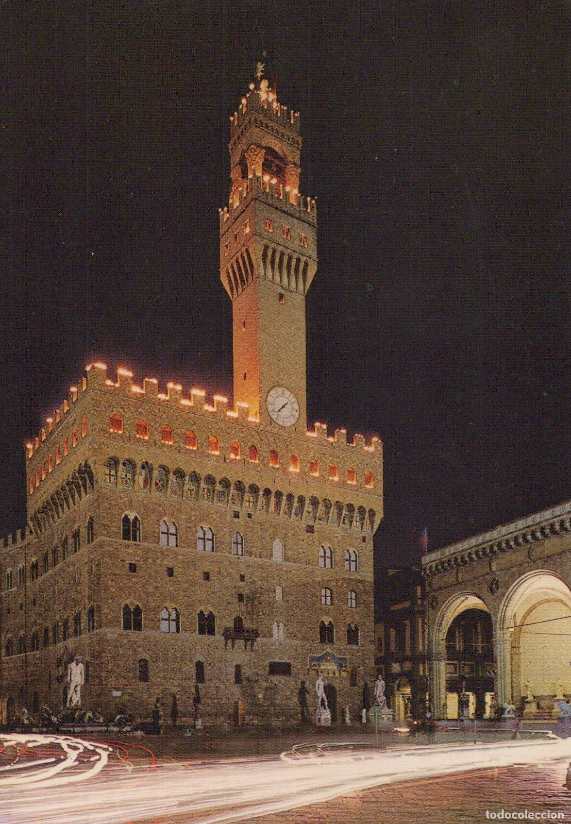 Postkarten: Italy Florence Palazzo Vecchio At Night *YAK971