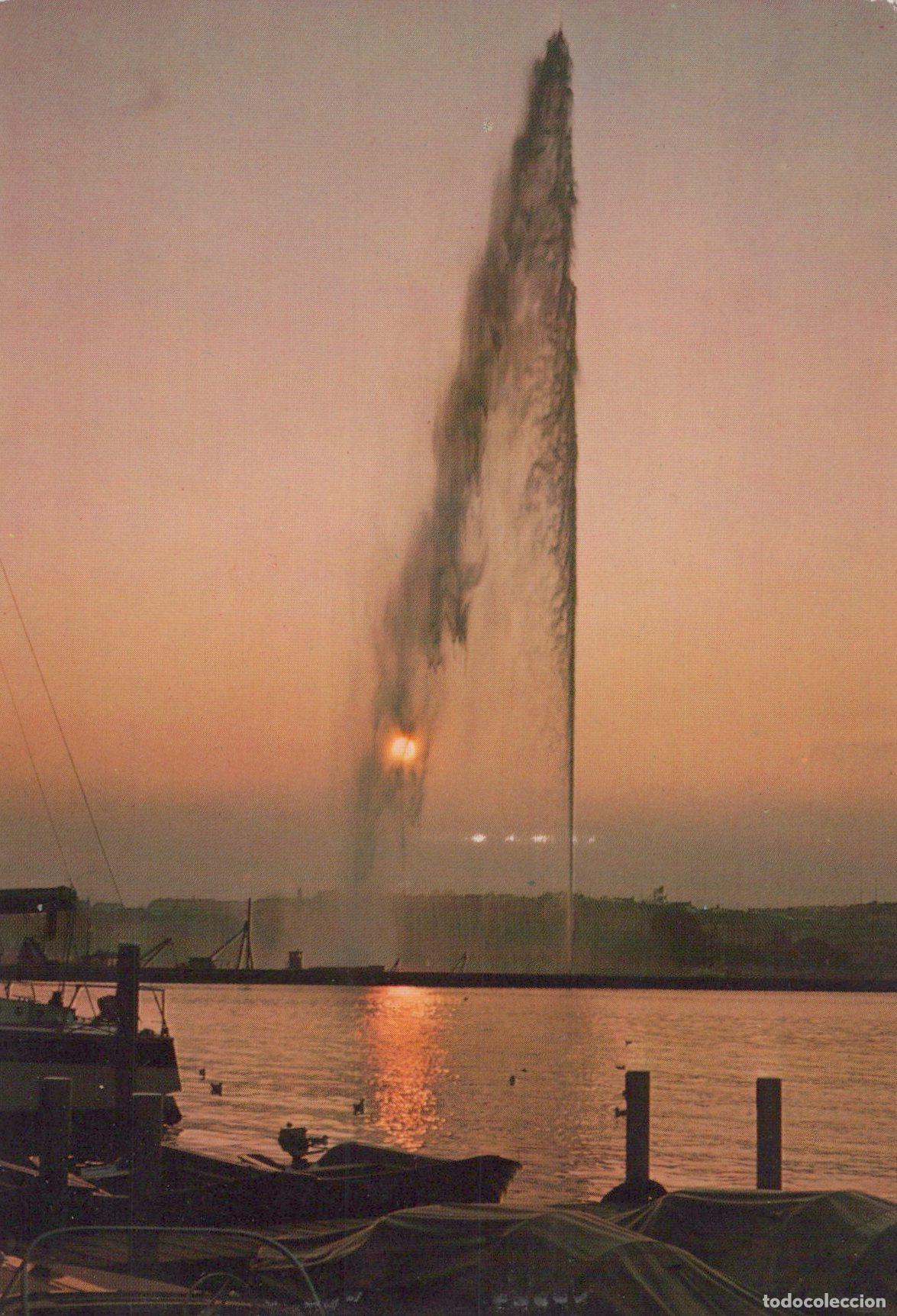 Postkarten: Switzerland Geneva Jet Eau Sunset Landscape Posted *YAK988
