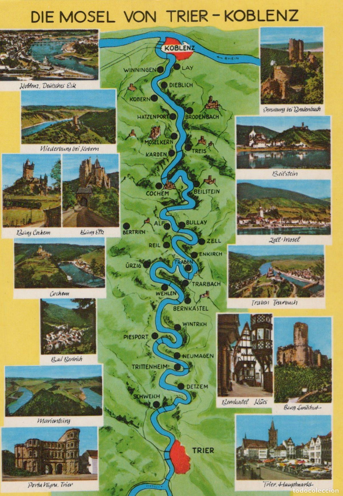 Postales: Germany Mosel Rheinland Pfalz Flusskarte Burgen Landscape Unposted *YAK819