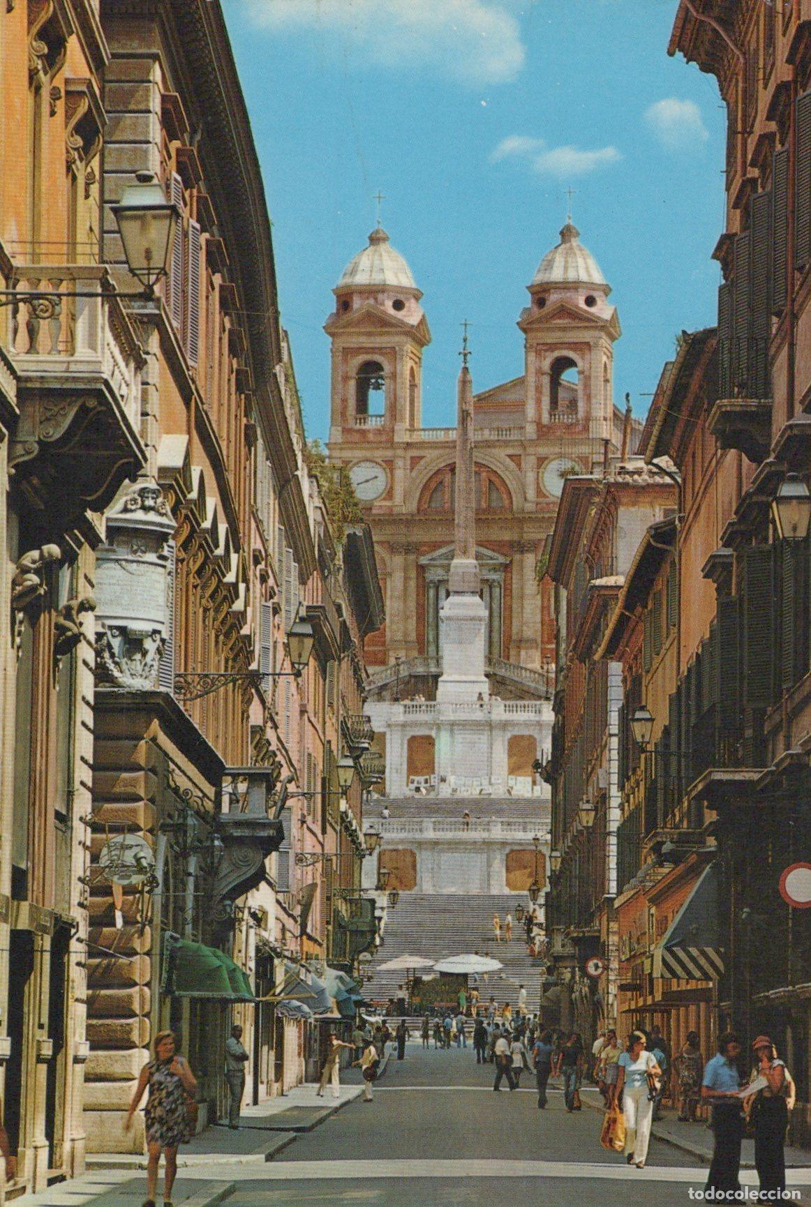 Postkarten: Italy Rome Via Condotti Trinita Dei Monti Architecture Unposted *YAK854
