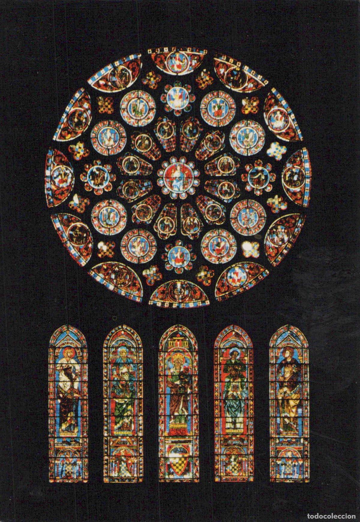 Cartoline: France Chartres Cathedral Rose Sud Xiiie Vitraux Unposted *YAK845