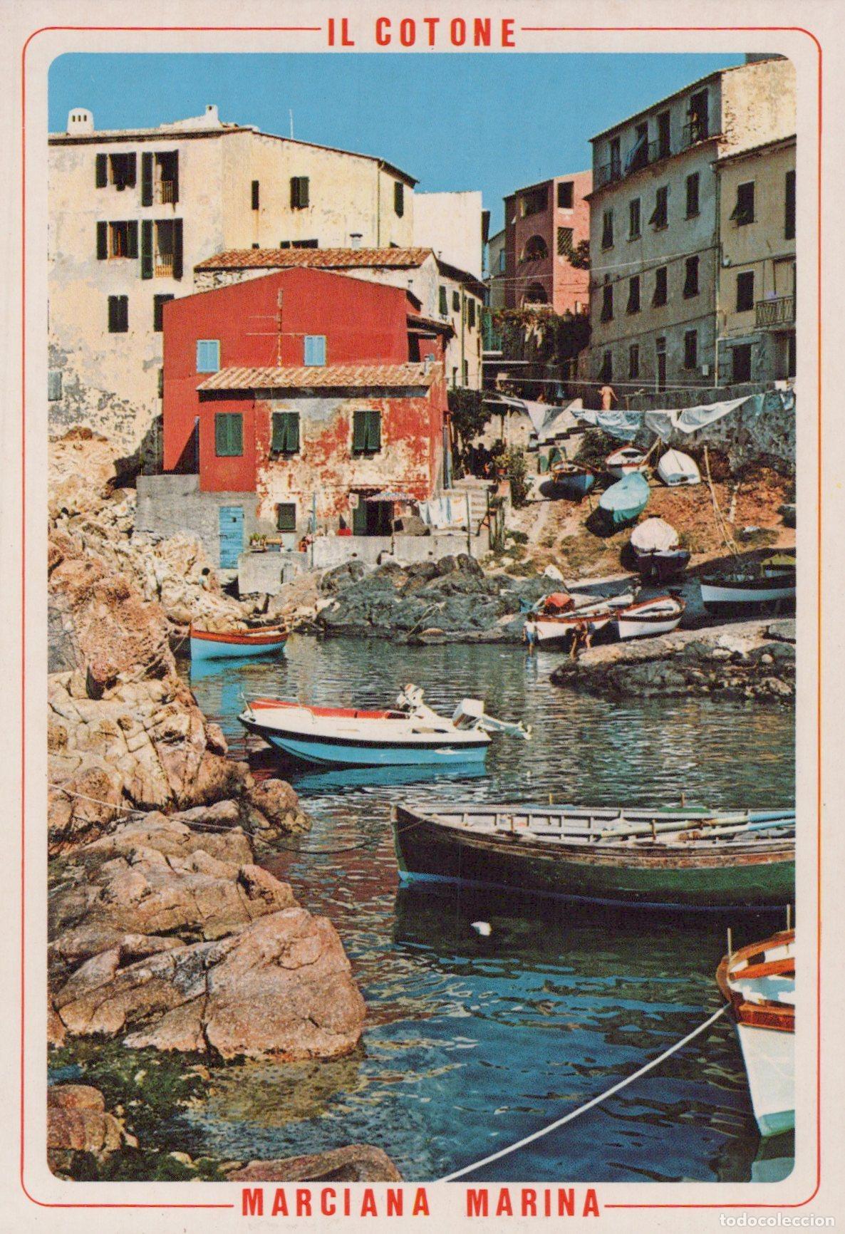 Postkarten: Italy Marciana Marina Isola Elba Cotone Case Barche Unposted *YAK914