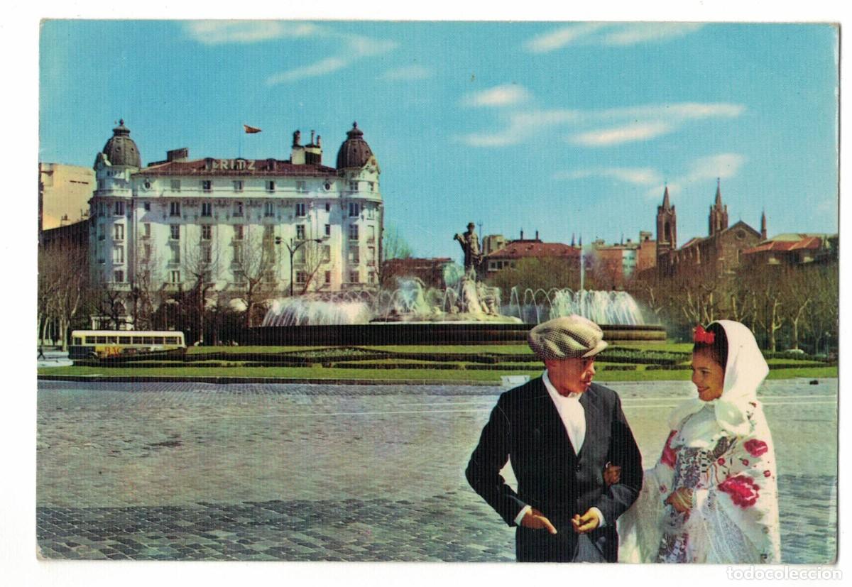 Postales: Postal Madrid &ndash; Fuente de Neptuno &ndash; Hotel Ritz &ndash; chulapos &ndash; circulada
