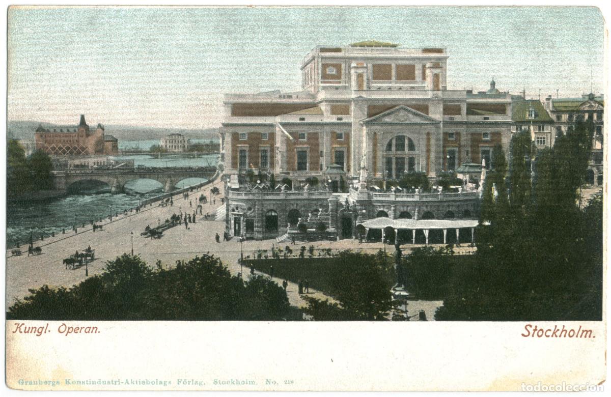 Postales: STOCKHOLM_Kungliga Operan och Jakobs kyrka_Granbergs; 218 / Teatros Suecia