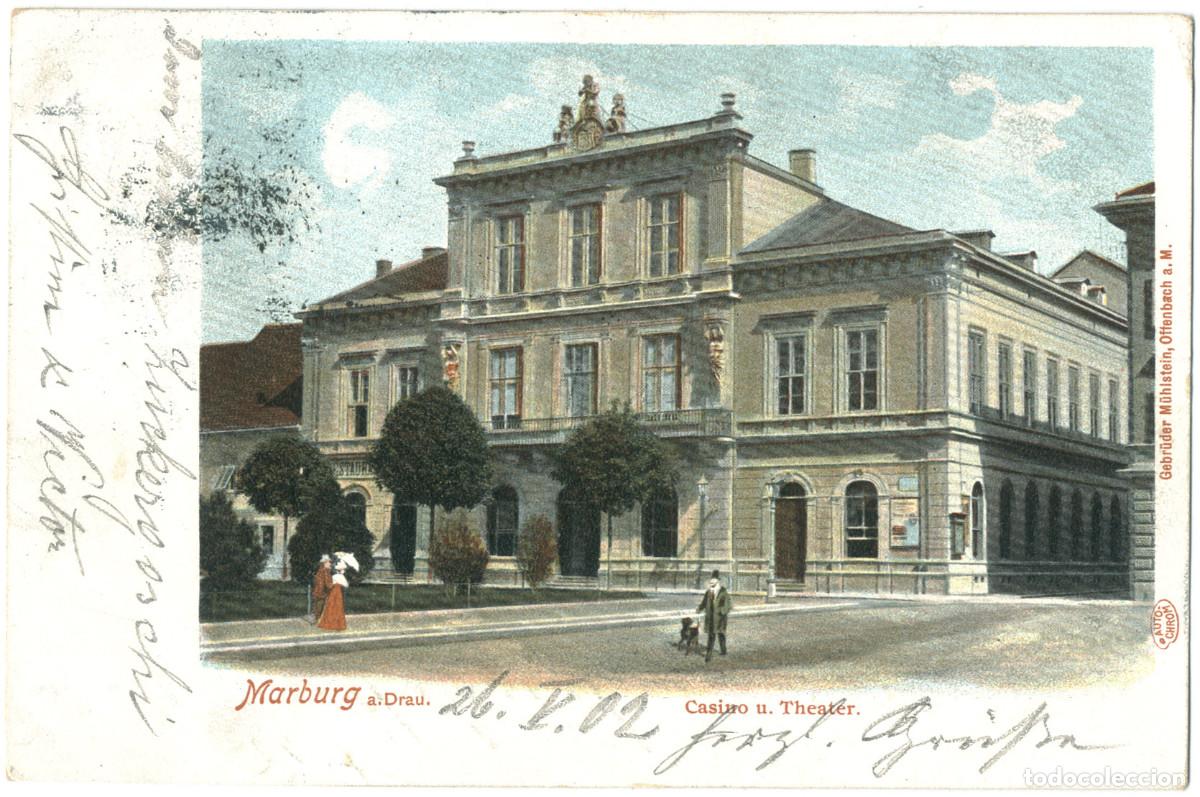 Postales: MARBURG a. Drau._Casino u. Theater_Gebr&uuml;der M&uuml;hlstein (Autochrom) / Teatros Austria