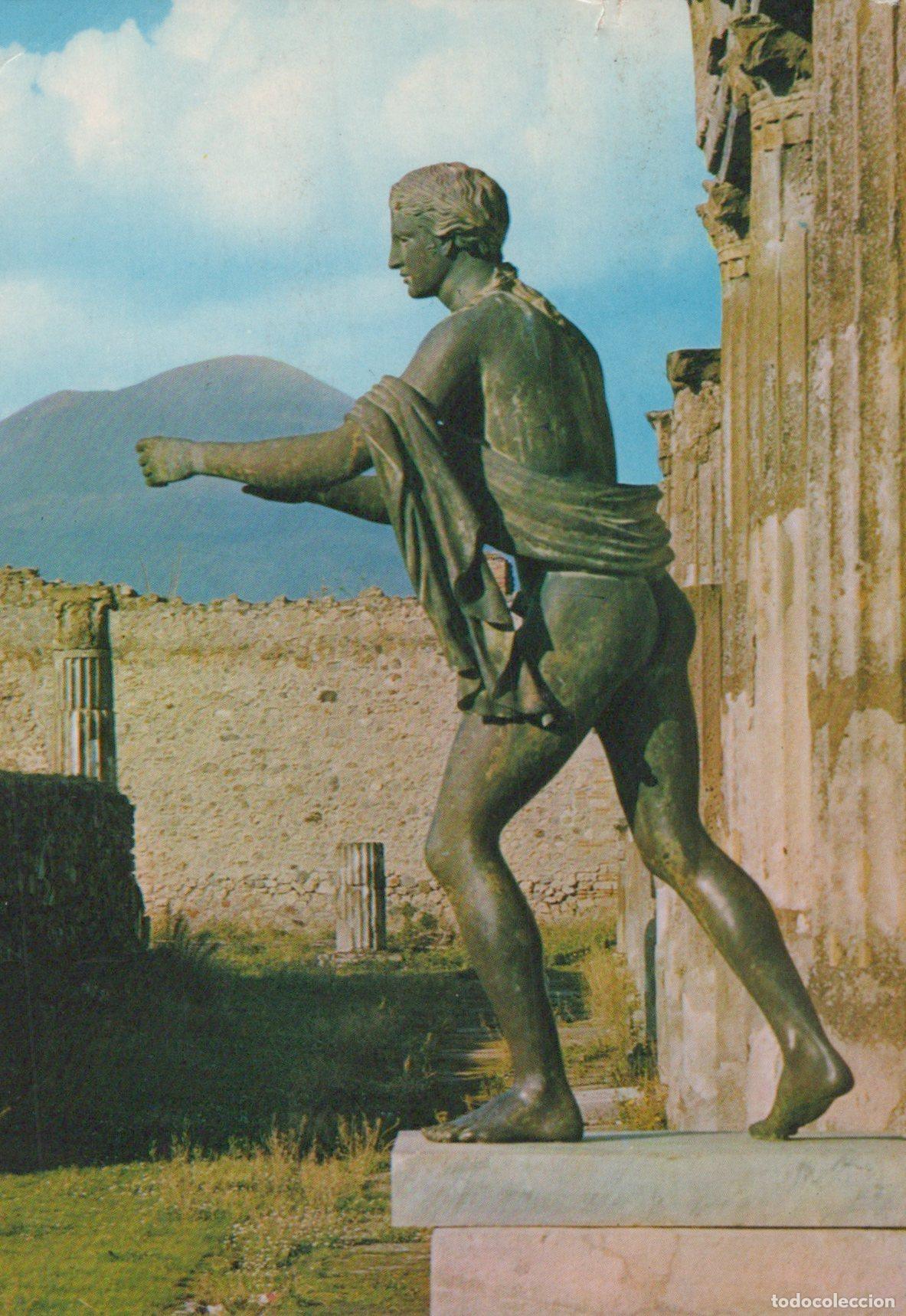 Cartoline: Italy Pompeii Temple of Apollo Bronze Statue of Apollo Mount Vesuvius *YAM008