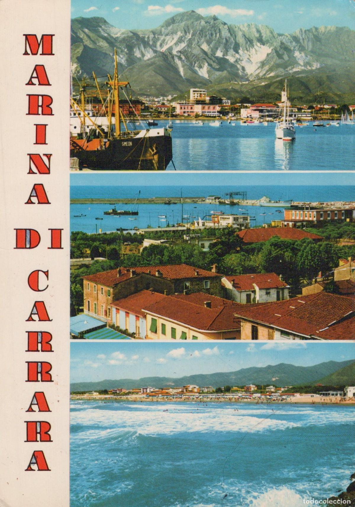 Cartoline: Italy Marina DI Carrara Panoramic Views of Seaport Town and Beach *YAM014