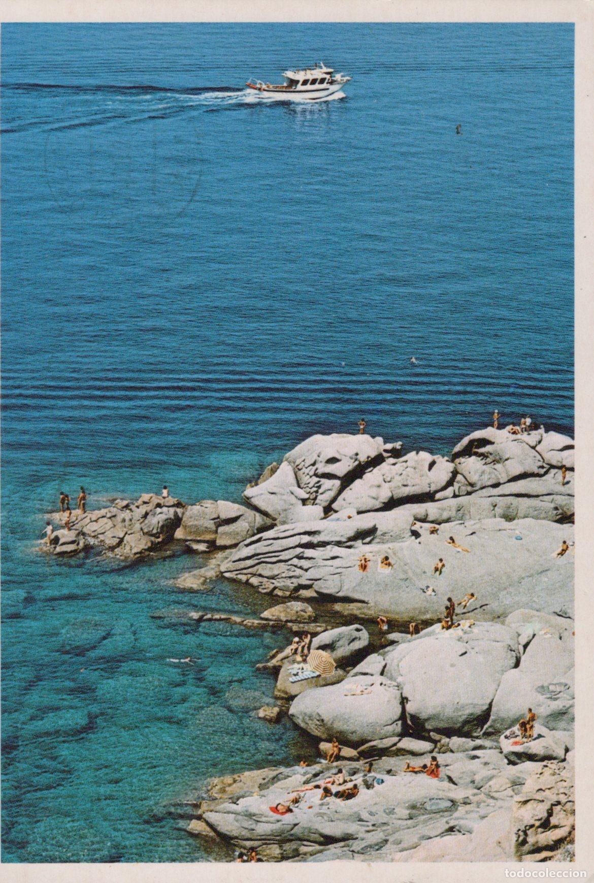 Cartoline: Italy Marciana Isola D Elba S Andrea Rocky Beach With Swimmers and Boat *YAM016
