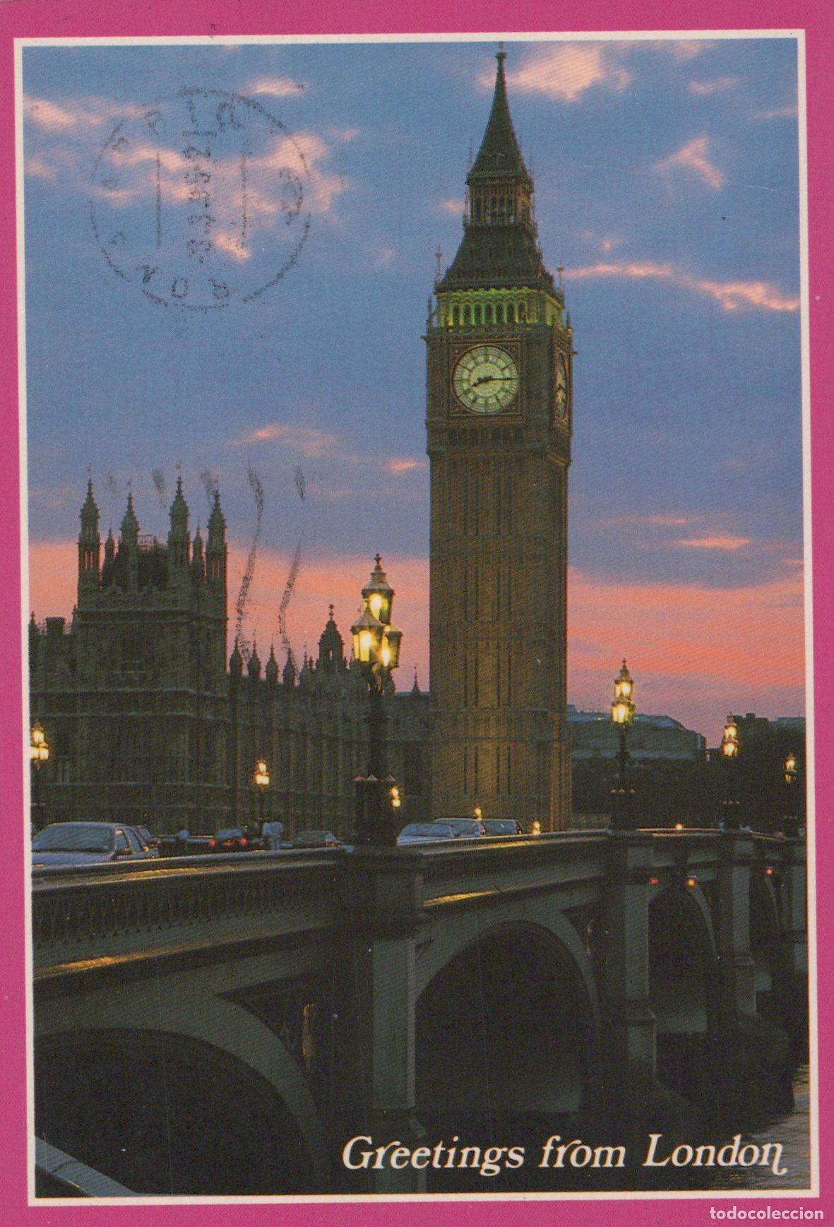 Cartoline: United Kingdom London Big Ben and Houses of Parliament At Sunset *YAM029