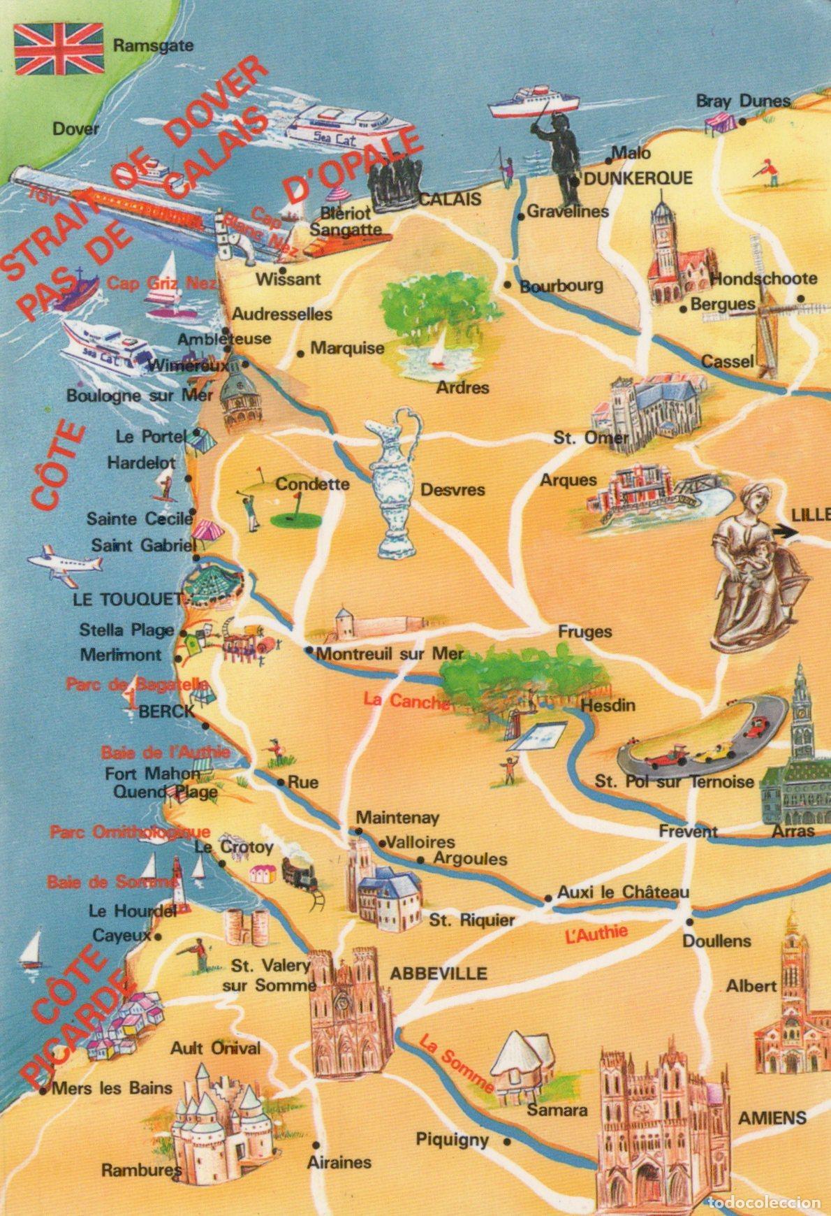 Postais: France Various Map of Pas de Calais and Cote Picarde With Unposted *YAM038