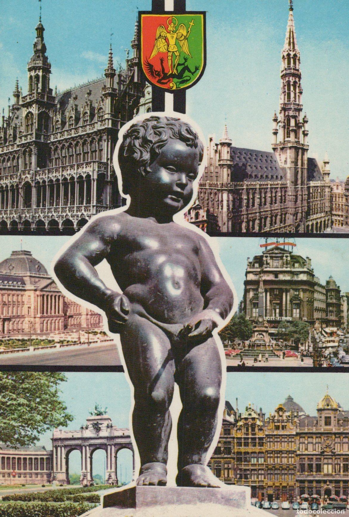 Postcards: Belgium Brussels Manneken Pis Statue Grand Place Architecture Collage *YAM049