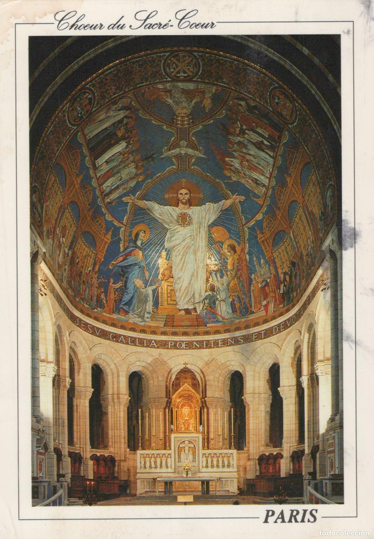 Postkarten: France Paris Sacre Coeur Basilica Interior Choir Jesus Christ Mosaic Art *YAM059