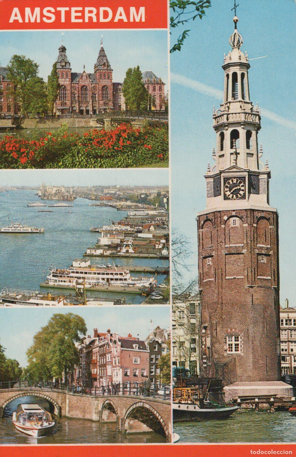 Postais: Holland Amsterdam City Collage Montelbaanstoren Canals Boats *YAM063
