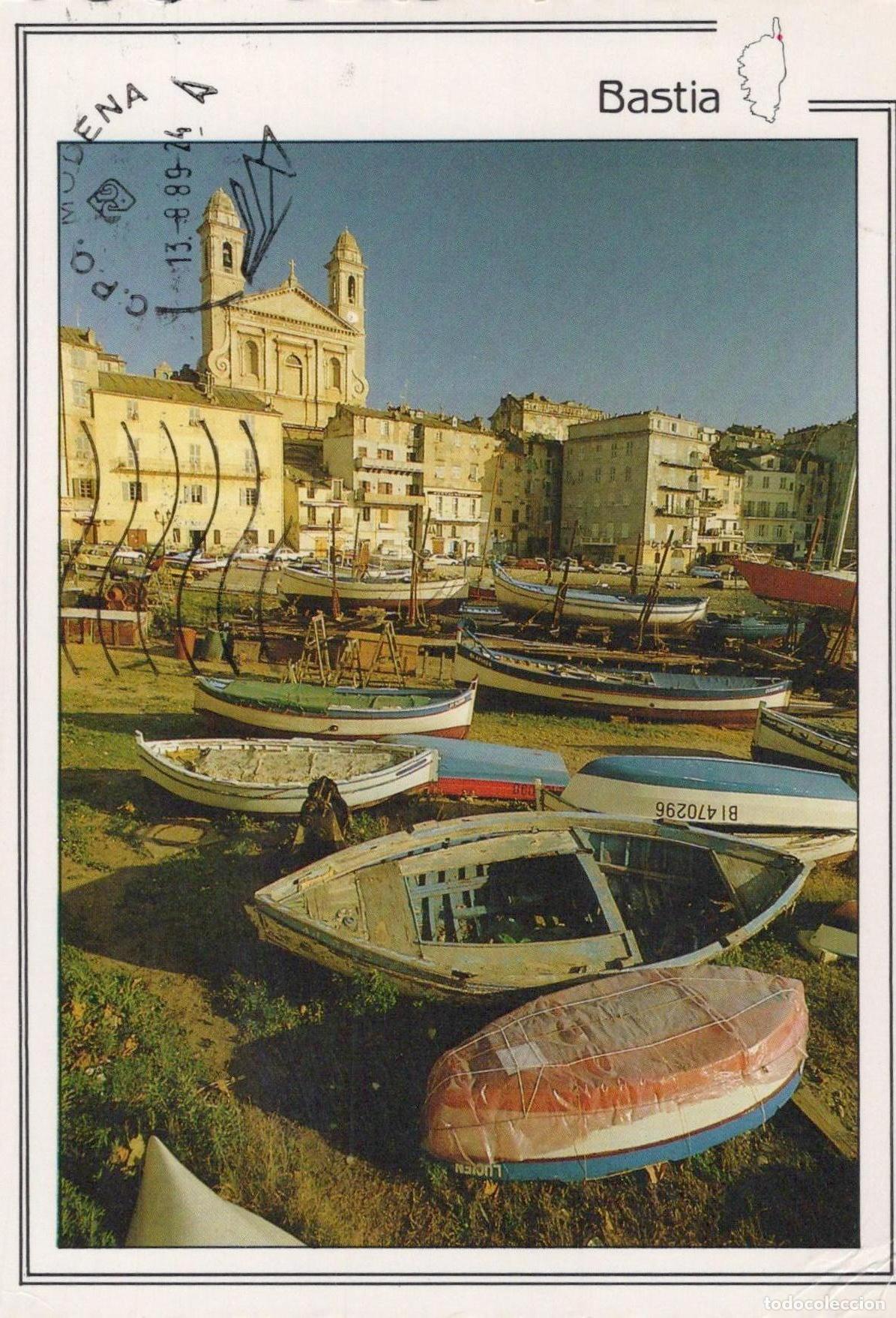 Postais: France Bastia Boats On Shore With Church and Cityscape *YAM075