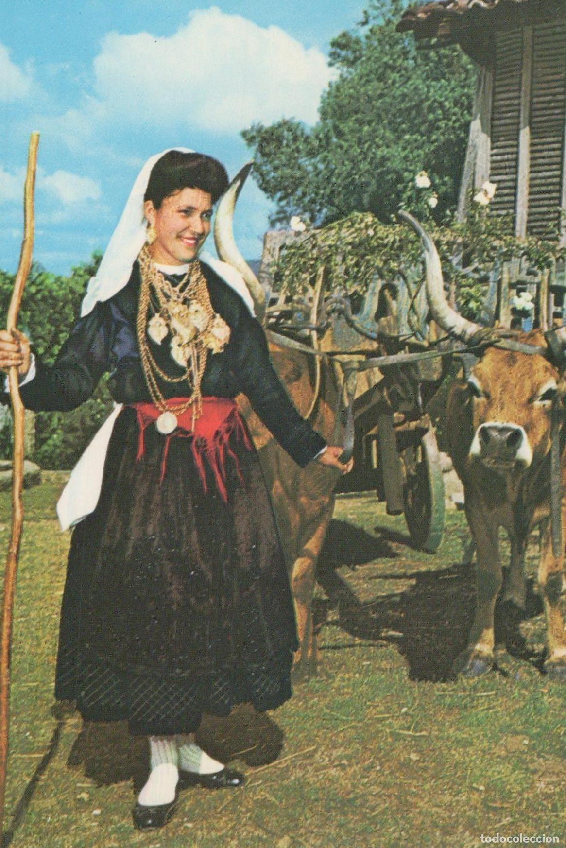 Postais: Portugal Woman in Traditional Costume With Oxen and Cart Unposted *YAM089