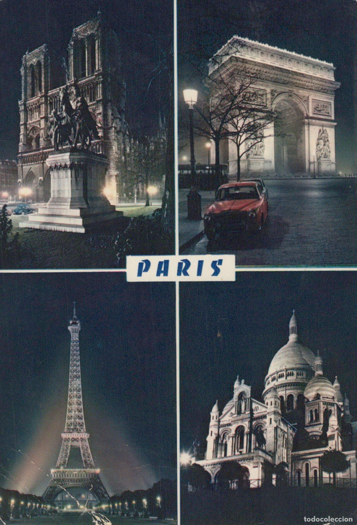 Postcards: France Paris Night Views Notre Dame Arc de Triomphe Eiffel Tower Sacre *YAM093