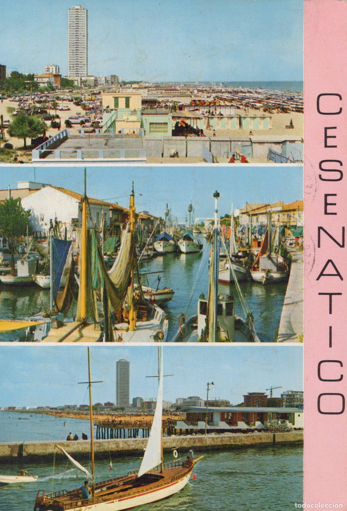 Postais: Italy Cesenatico Coastal Town With Beach Harbor and Fishing Boats *YAM109
