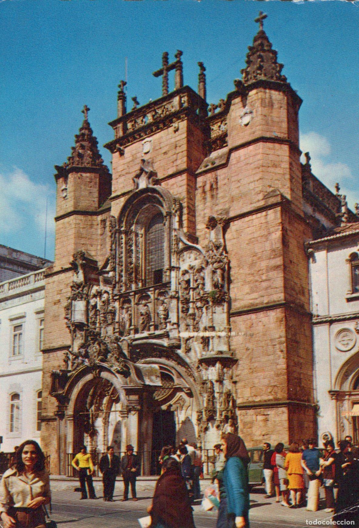 Postkarten: Portugal Coimbra Santa Cruz Church Ornate Facade People Street Scene *YAM128