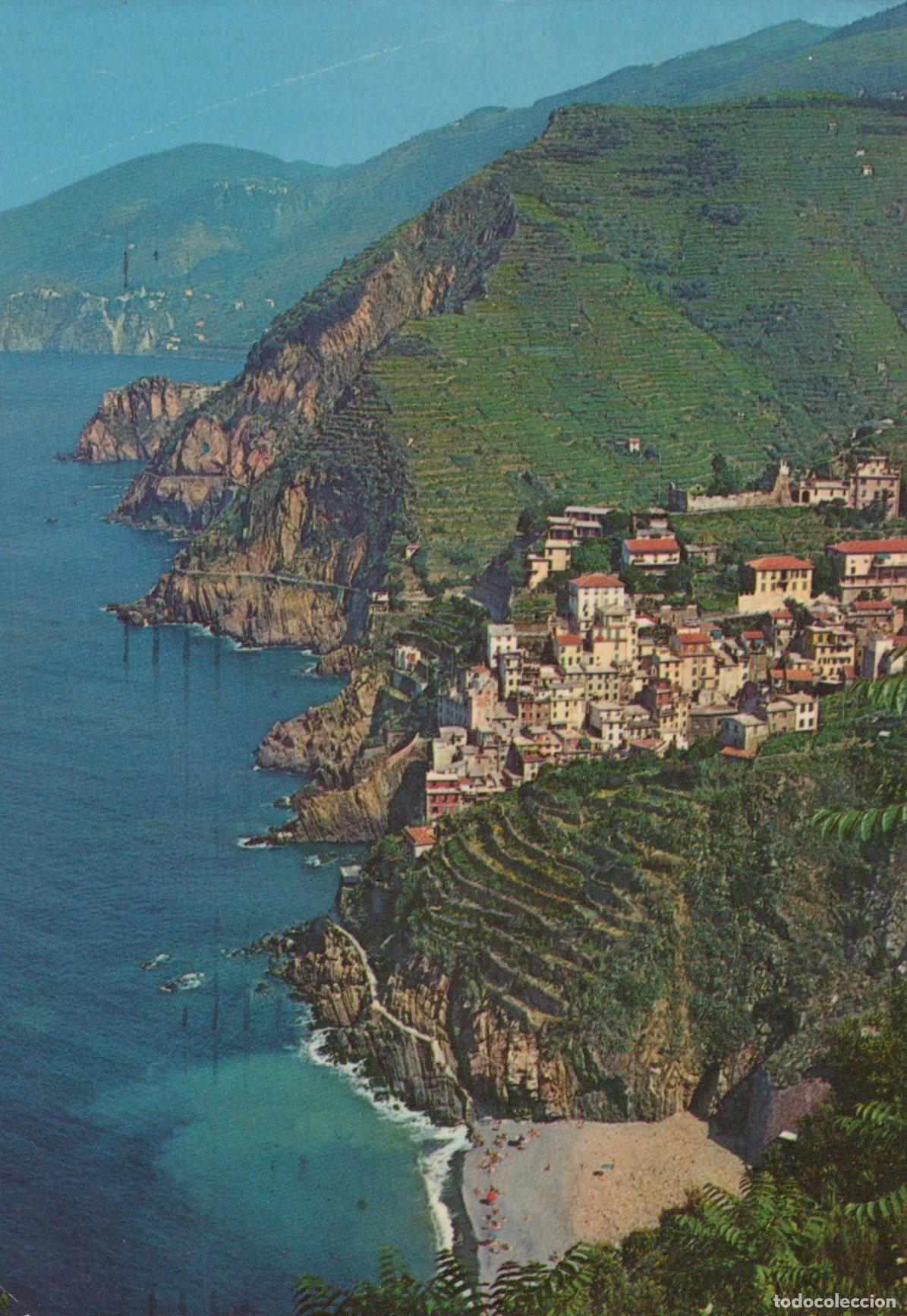 Postkarten: Italy Riomaggiore Coastal Village Panorama Terraced Hills Ligurian Sea *YAM135