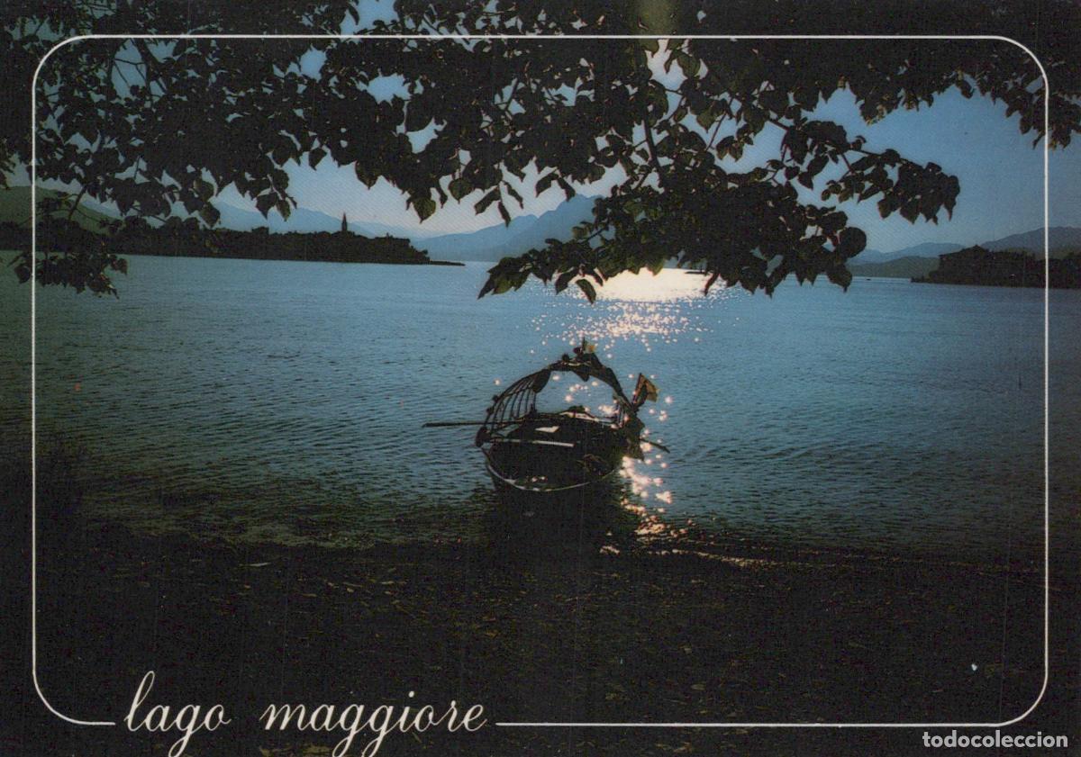 Postales: Italy Lago Maggiore Sunset View With Boat On Shore and Unposted *YAM143