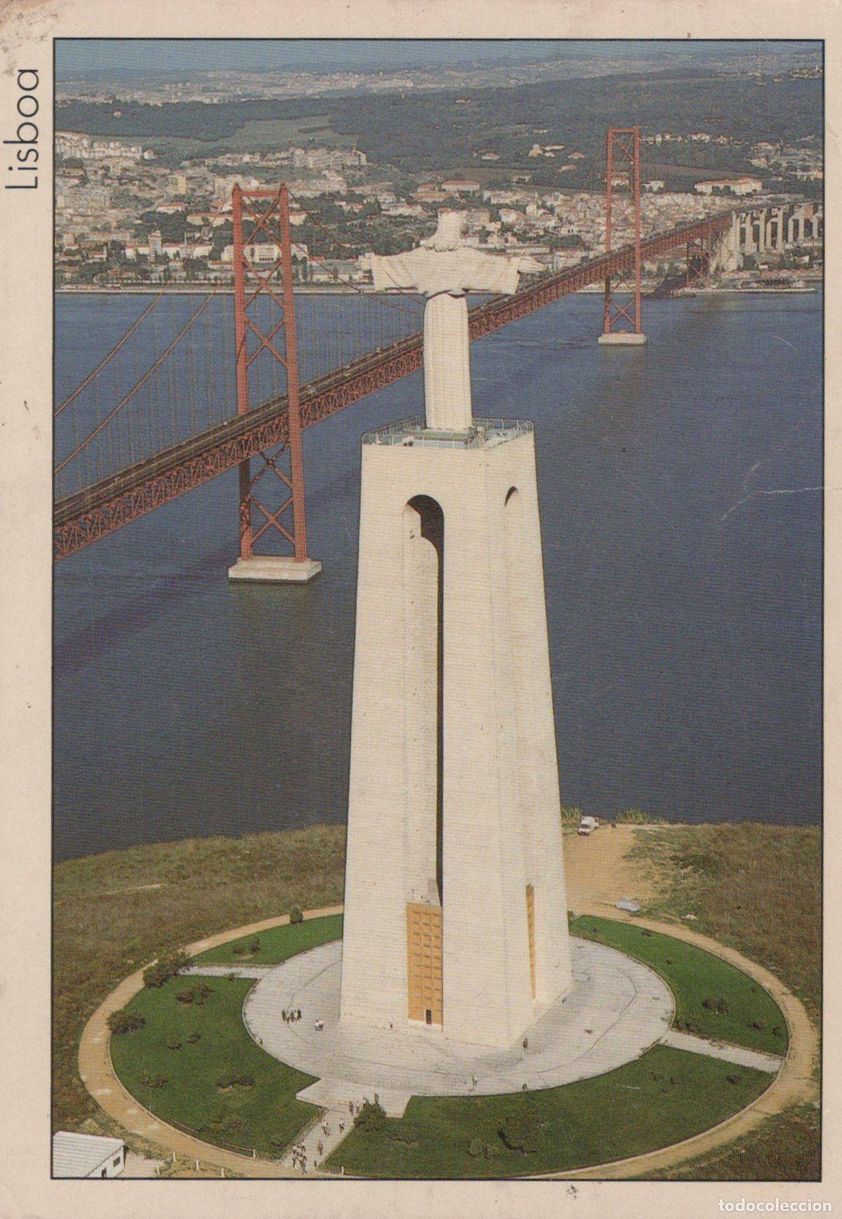 Postales: Portugal Lisbon Cristo Rei Sanctuary and 25 de Abril Bridge Aerial View *YAM101