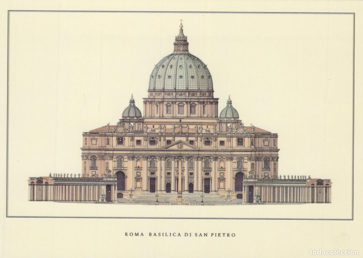 Cartoline: Italy Rome Architectural Drawing of St Peter S Basilica in Unposted *YAM168