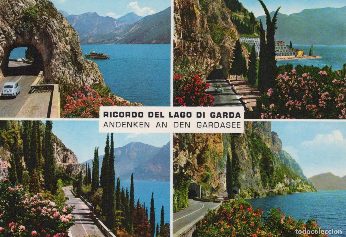 Cartes Postales: Italy Lake Garda Scenic Road Tunnels Lakefront Buildings Boats Unposted *YAM208