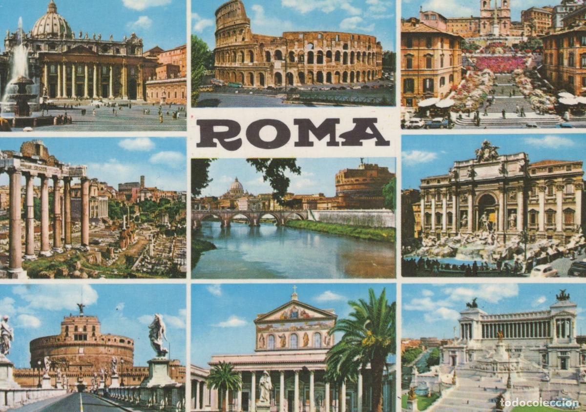 Cartes Postales: Italy Rome Multi View Colosseum St Peter S Basilica Trevi Fountain *YAM209