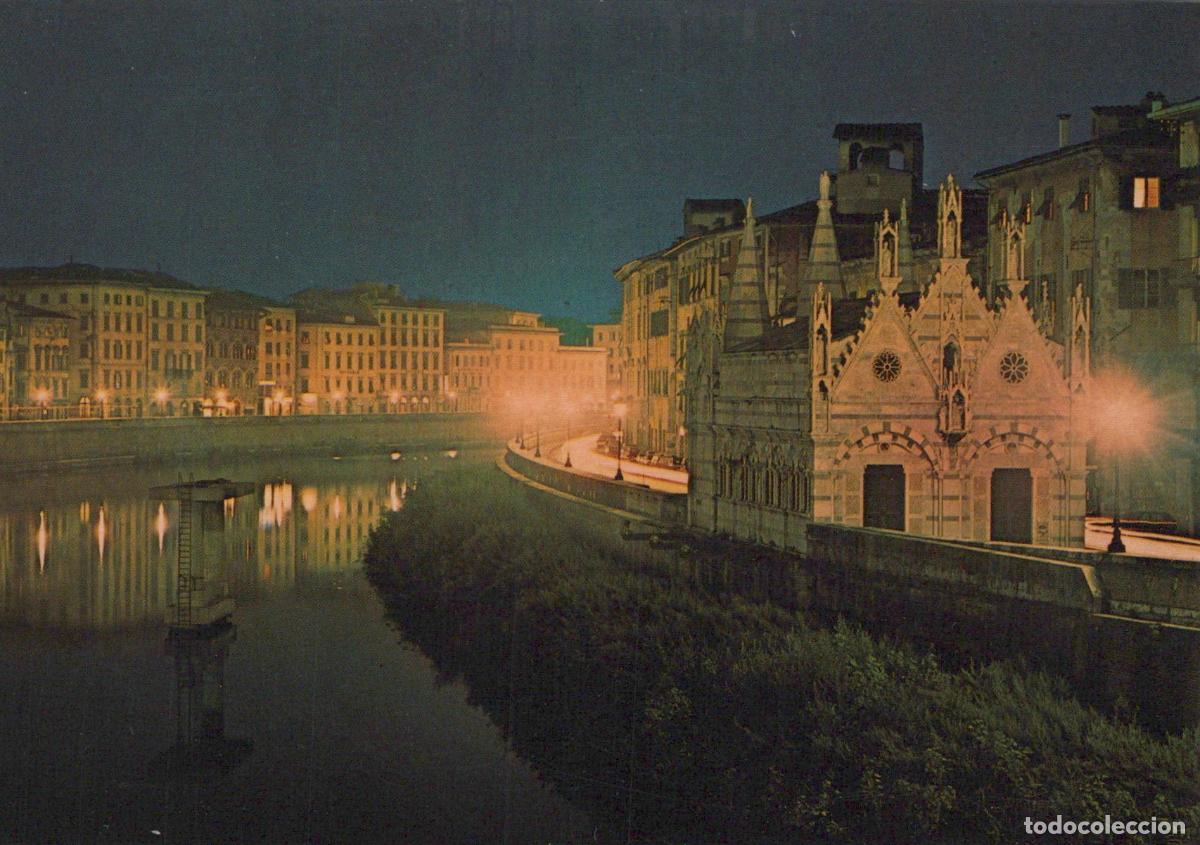 Cartoline: Italy Pisa St Mary della Spina Church By Night Arno River Unposted *YAM171