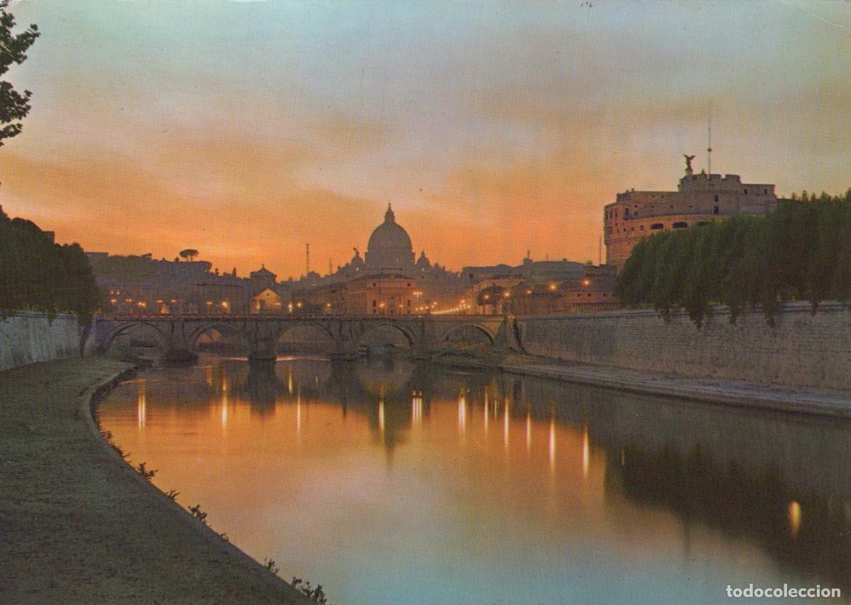 Postales: Italy Rome Castel Sant Angelo St Peter S Cupola At Sunset Tiber River *YAM275