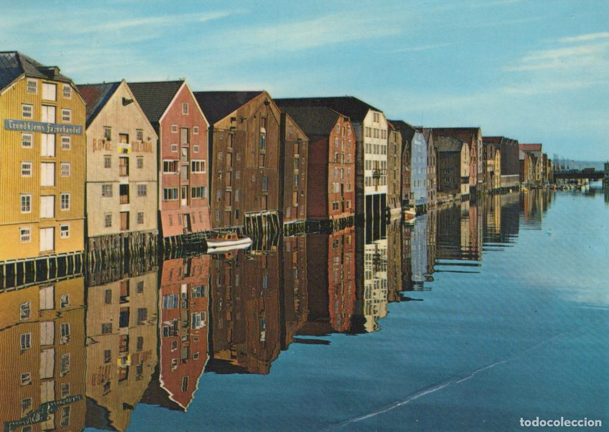 Postales: Norway Trondheim Old Warehouses At Nidelven River Waterfront *YAM283