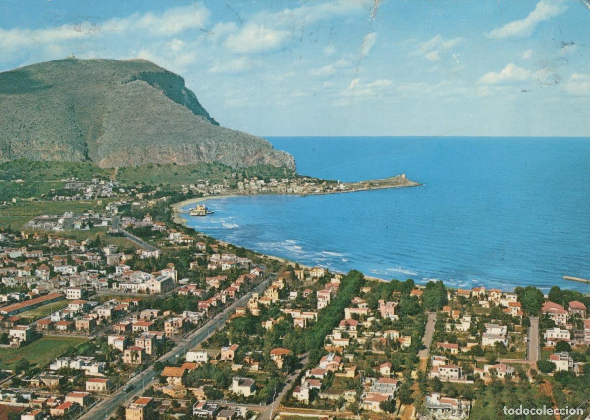 Cartes Postales: Italy Palermo Mondello Panorama Aerial View of Coastal Town and Mount *YAM222