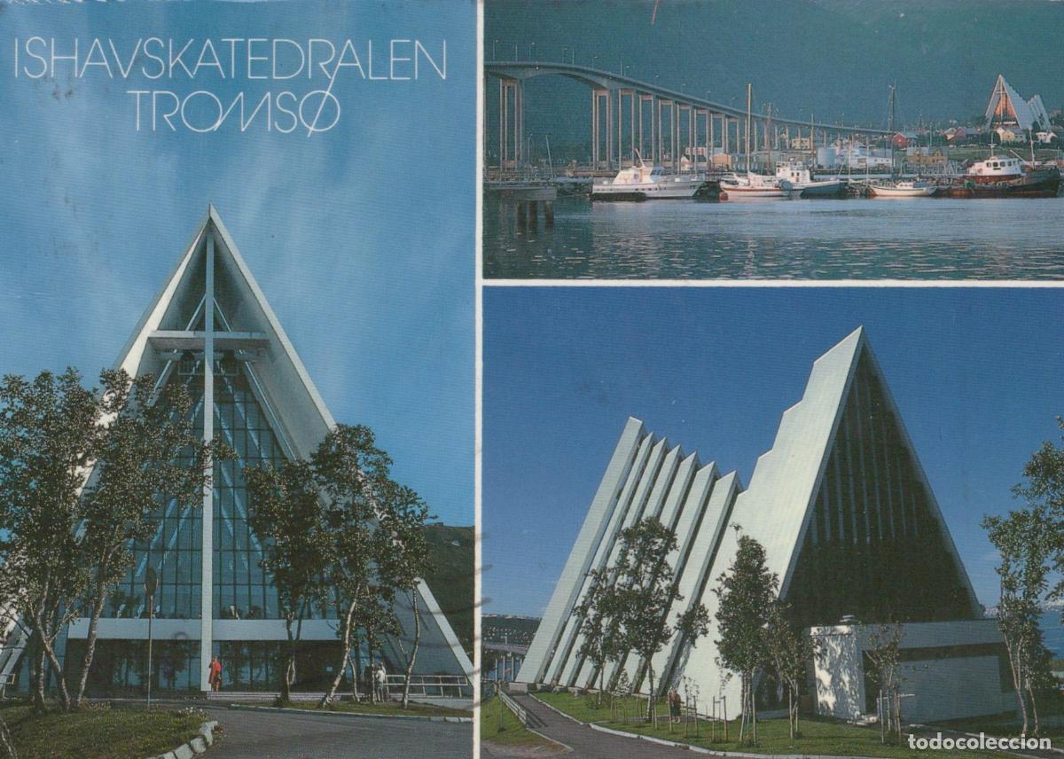 Cartes Postales: Norway Tromso Ishavskatedralen Arctic Cathedral Bridge Harbor 1991 *YAM314