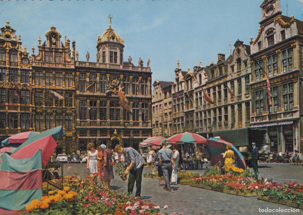 Postcards: Belgium Brussels Grand Place Flower Market Cityscape *YAM325