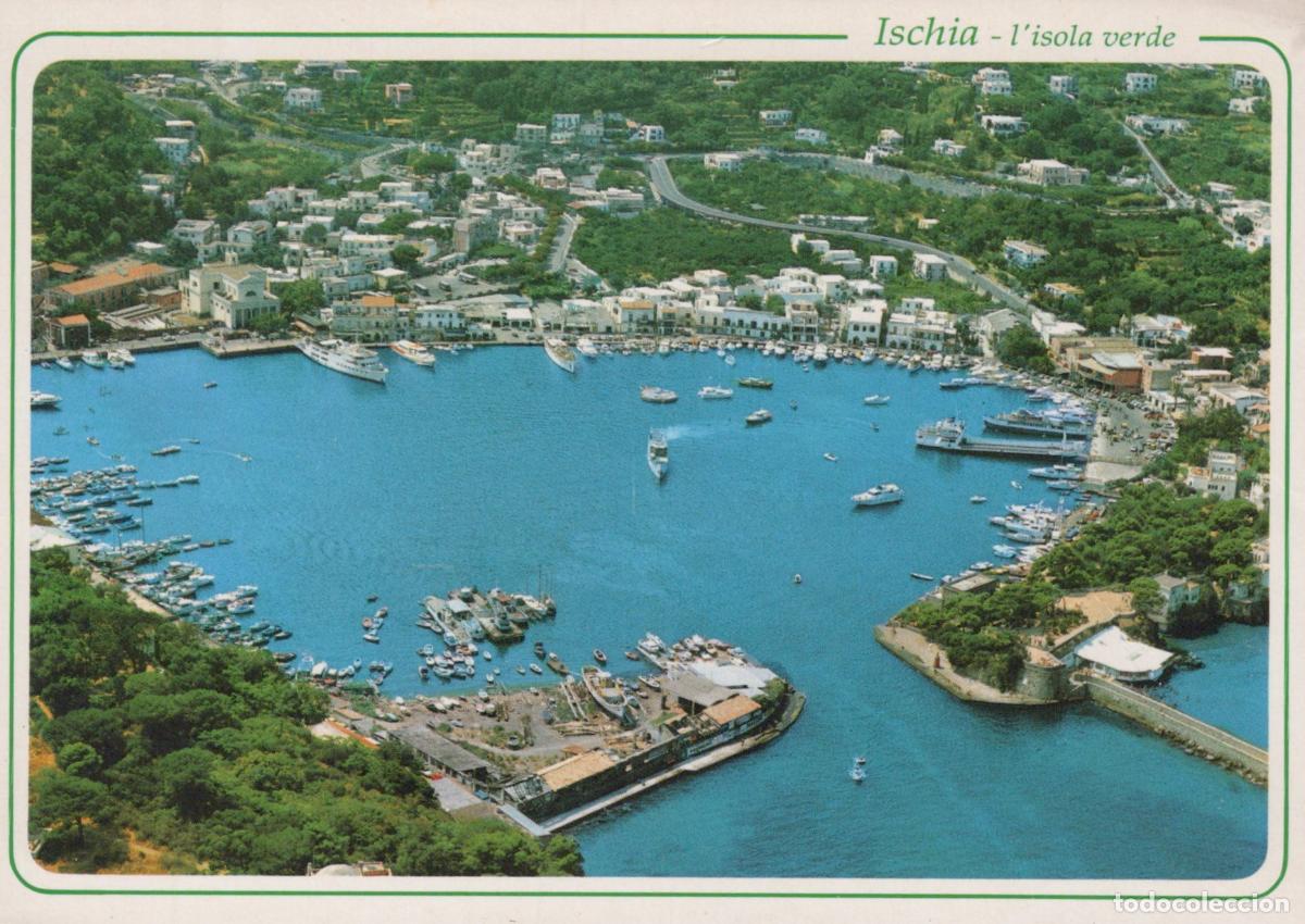 Postales: Italy Ischia Aerial View of Port With Boats and Coastal Town Unposted *YAM375