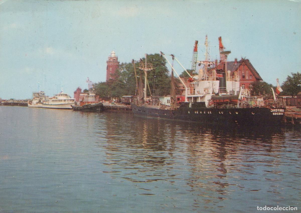 Postales: Poland Kolobrzeg Harbor View With Ships and Lighthouse *YAM386