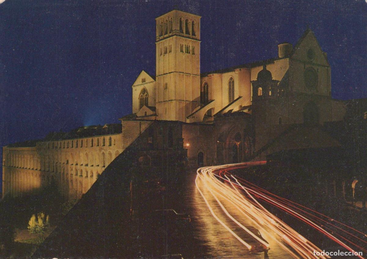 Postales: Italy Assisi Basilica S Francesco At Night Long Exposure Car Unposted *YAM394