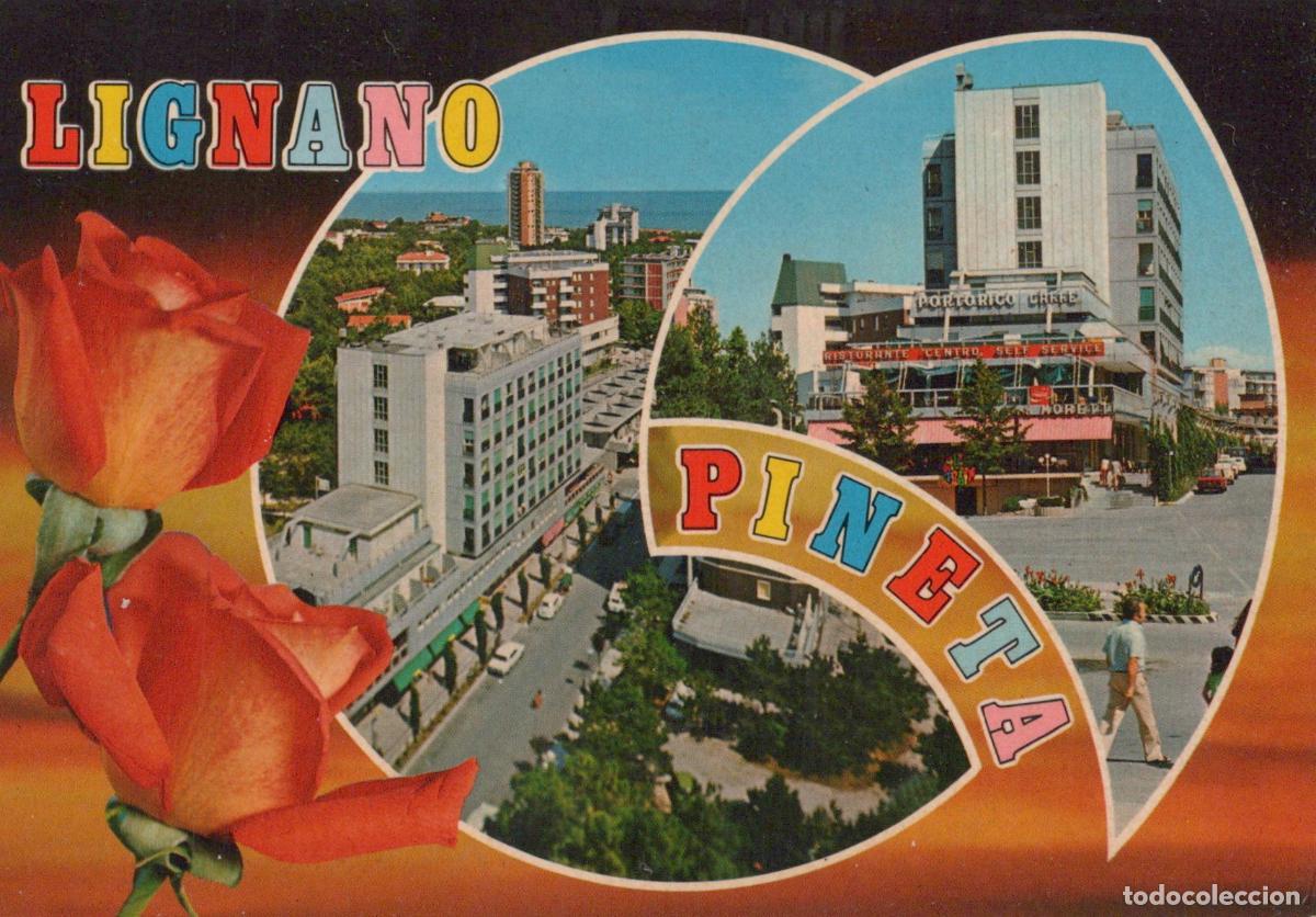 Postales: Italy Lignano Pineta Modern Buildings and Street Scene With Roses *YAM272