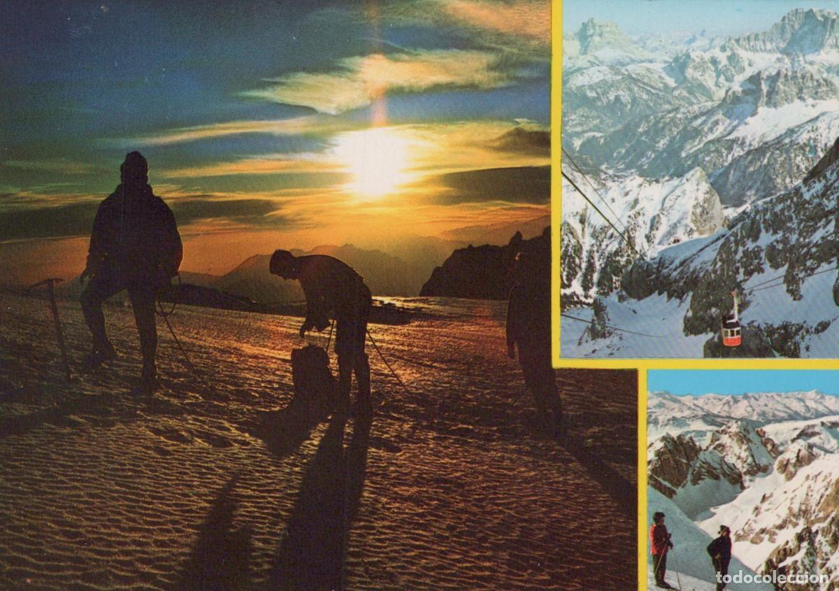 Postcards: Italy Cortina D Ampezzo Dolomiti Marmolada Mountain Skiers Sunset Cable *YAM440