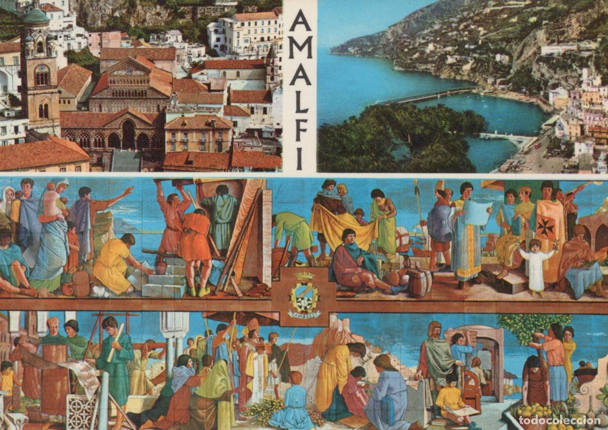 Postcards: Italy Amalfi Panoramic View and Diodoro Cossa Pottery Panel Unposted *YAM445