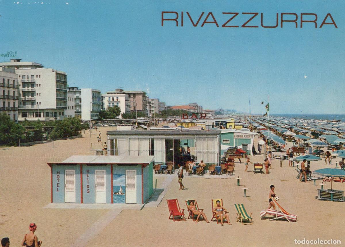 Postales: Italy Rivazzurra DI Rimini Beach Promenade People Umbrellas Unposted *YAM481