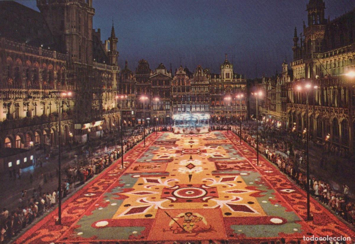 Postkarten: Belgium Brussels Grand Place Flower Carpet By Night Unposted *YAM322
