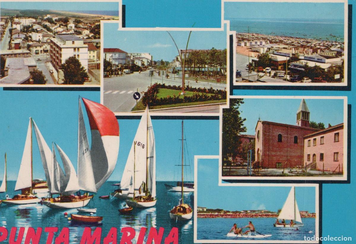 Postkarten: Italy Punta Marina Multi View Sailboats Beach Town and Church *YAM510