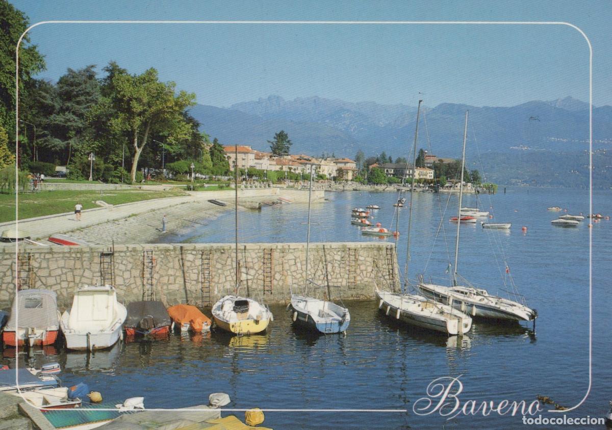Postkarten: Italy Baveno Lake Maggiore Boats Moored At Stone Pier Mountain Unposted *YAM327