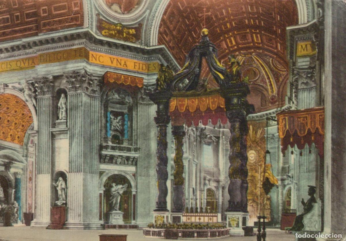 Postcards: Italy Rome Interior of St Peter S Basilica in Showing the Altar and *YAM536
