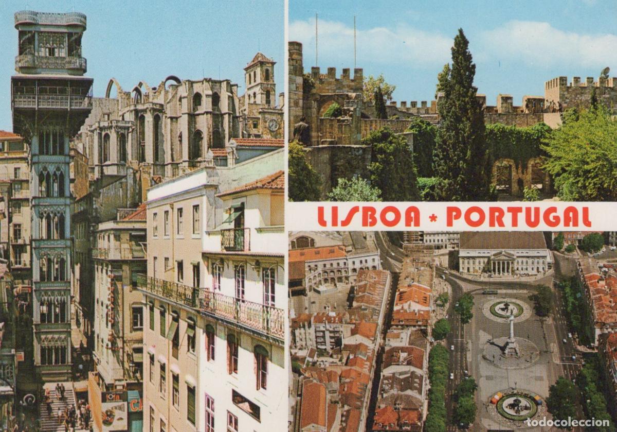 Postales: Portugal Lisbon Santa Justa Lift Castle Rossio Square City View Unposted *YAM595
