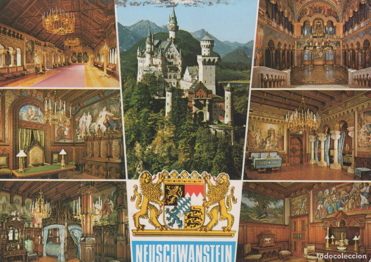 Postkarten: Germany Schwangau Neuschwanstein Castle Multi View Interiors and *YAM651