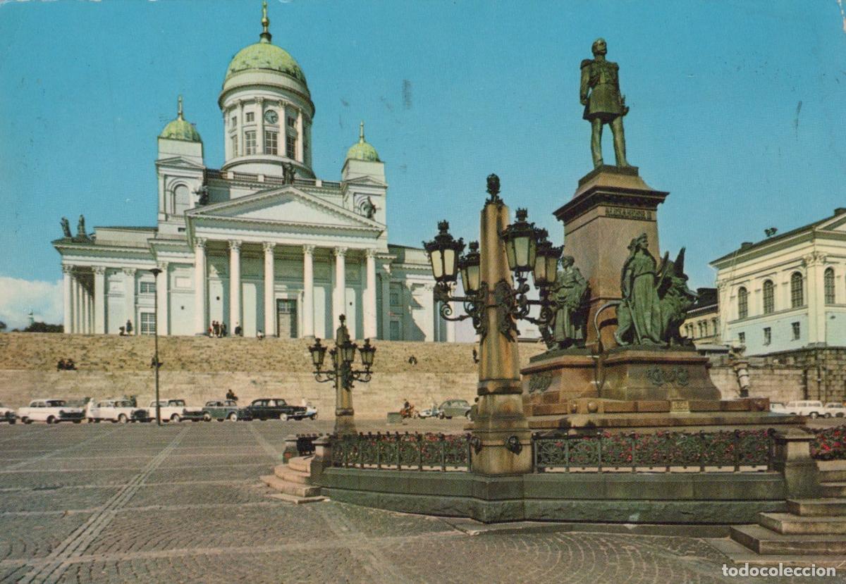Postcards: Finland Helsinki Cathedral and Alexander II Statue Senate Square *YAM666