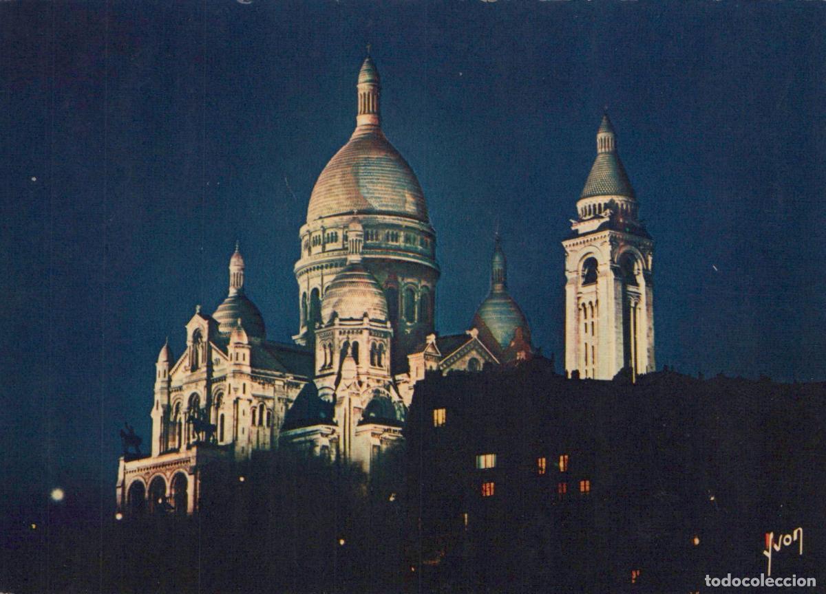 Postcards: France Paris Sacre Coeur Basilica At Night Vintage Unposted *YAM670